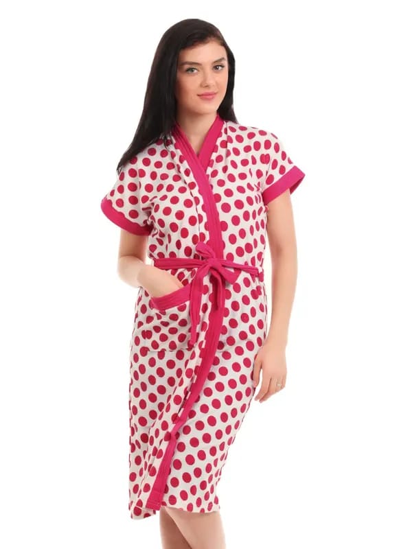 Red Rose Women Pink & White Bath Robes