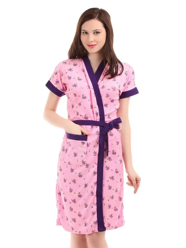 Red Rose Pink & Purple Printed Bath Robe