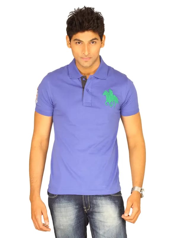 Classic Polo Men's Blue Green Logo Polo T-shirt