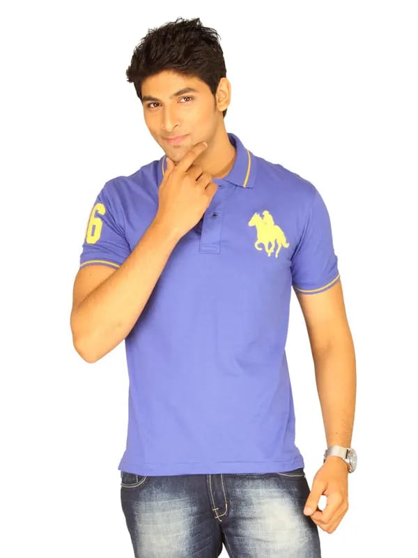 Classic Polo Men's Purple Yellow Logo T-shirt