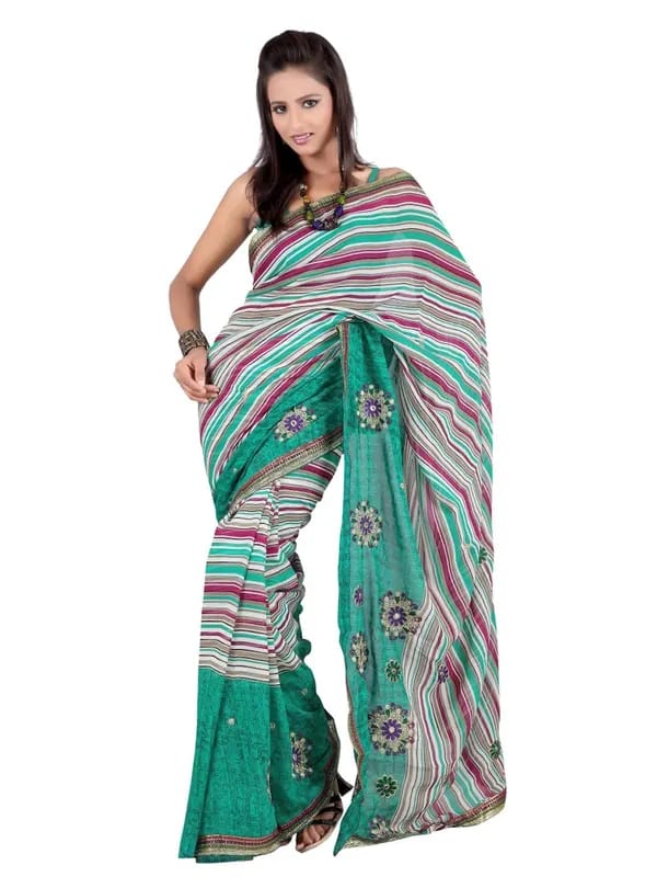 FNF Blue Printed Sari