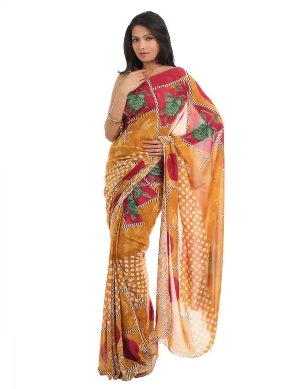 FNF Mustard Printed Sari