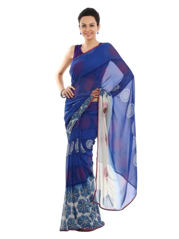 FNF Blue Printed Sari