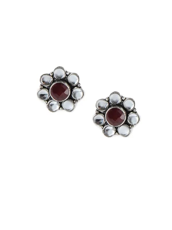 Fabindia Maroon & White Earrings