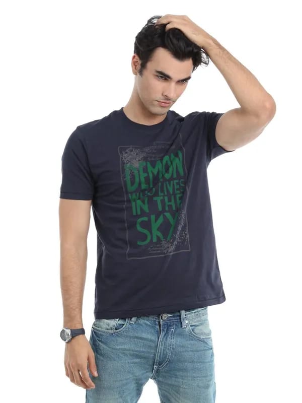 Locomotive Men Navy Blue T-shirt