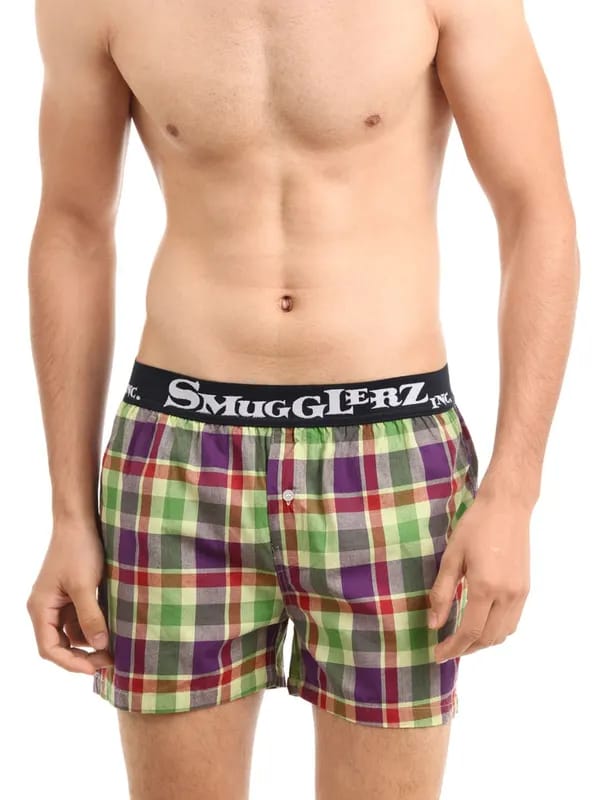Smugglerz Men Multi Coloured Check Boxers