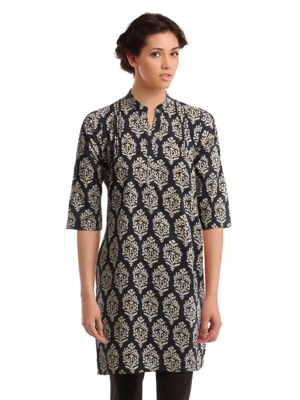 Alma Women Navy Blue Kurta
