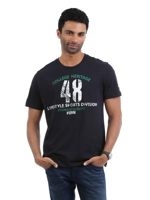 Puma Men Navy Blue T-shirt