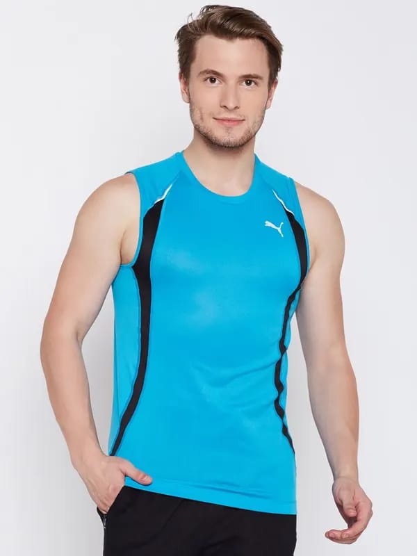 Puma Men Blue Sless Round Neck T-shirt