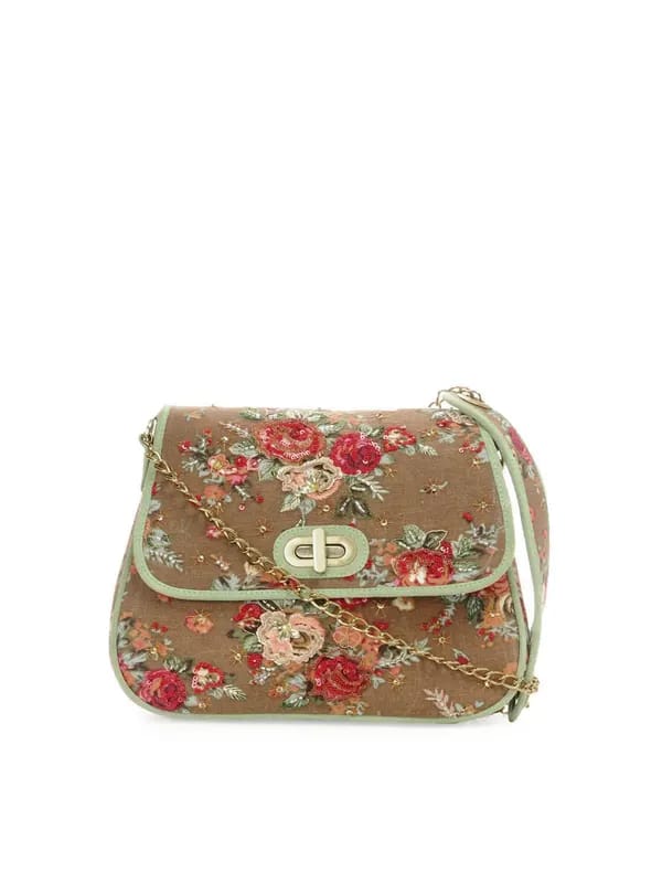 Ivory Tag Dazzling Rossete Brown Sling Bag