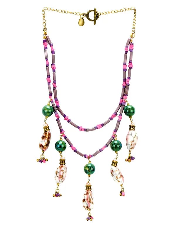 Ivory Tag Women Double Beaded Lavender Necklace