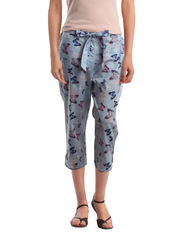 Femella Women Printed Blue Lounge Pants