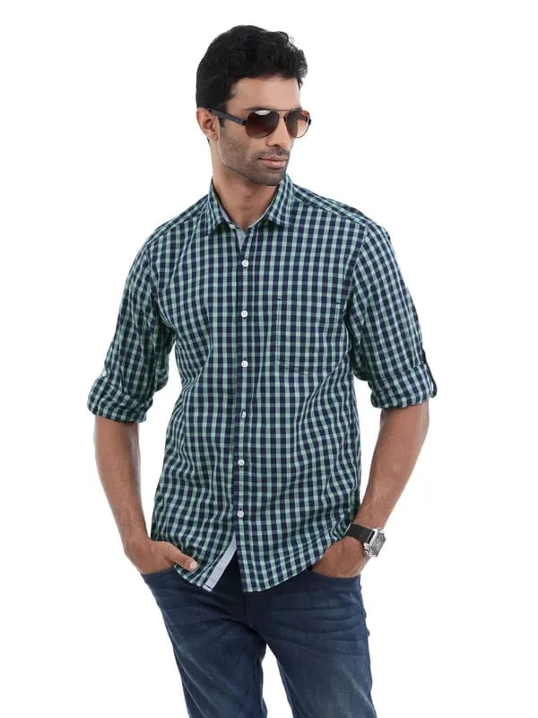 Peter England Men Navy Blue Shirt