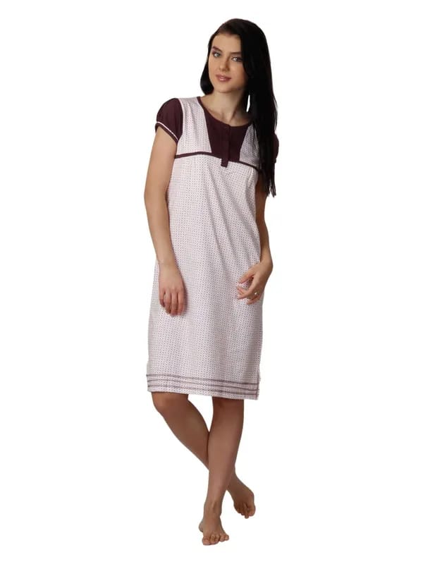 SDL by Sweet Dreams Women White Printed Nightdress