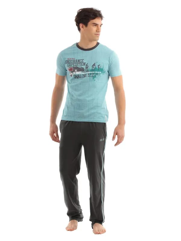 SDL by Sweet Dreams Men Blue & Grey Pyjama Set