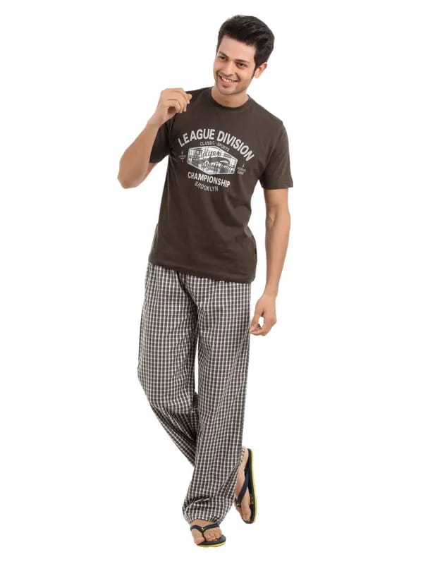 SDL by Sweet Dreams Men Brown Pyjama Set