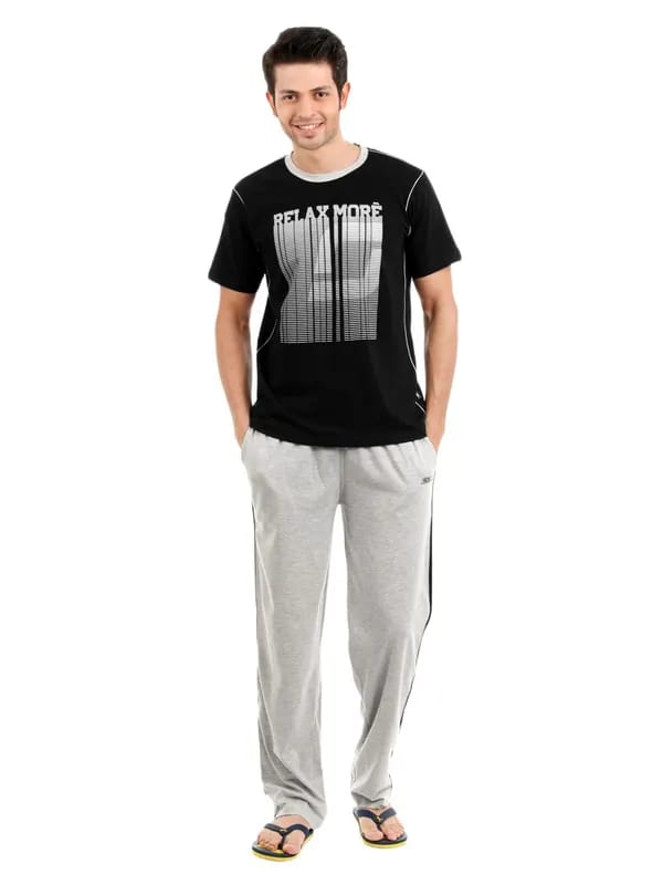 SDL by Sweet Dreams Men Black & Grey Pyjama Set