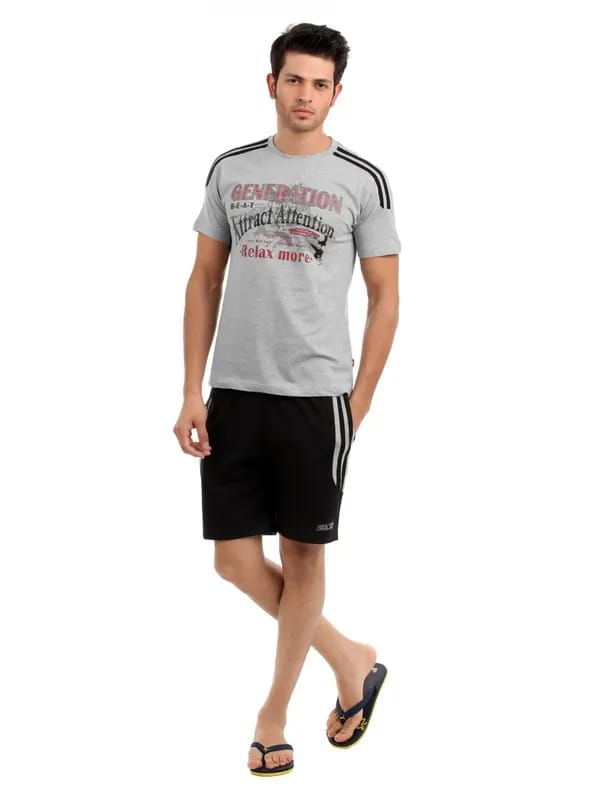 SDL by Sweet Dreams Men Grey & Black Pyjama Set