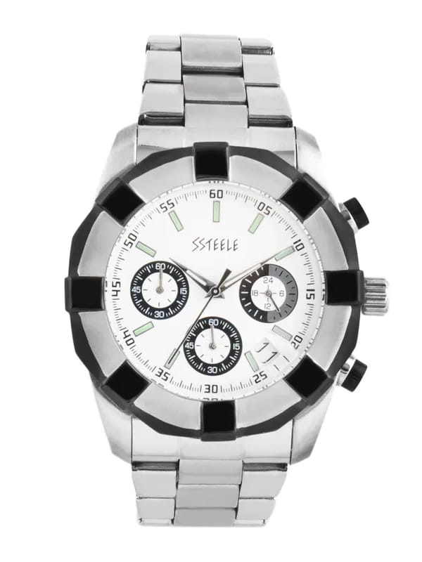 Maxima Men White Dial Chronograph Watch