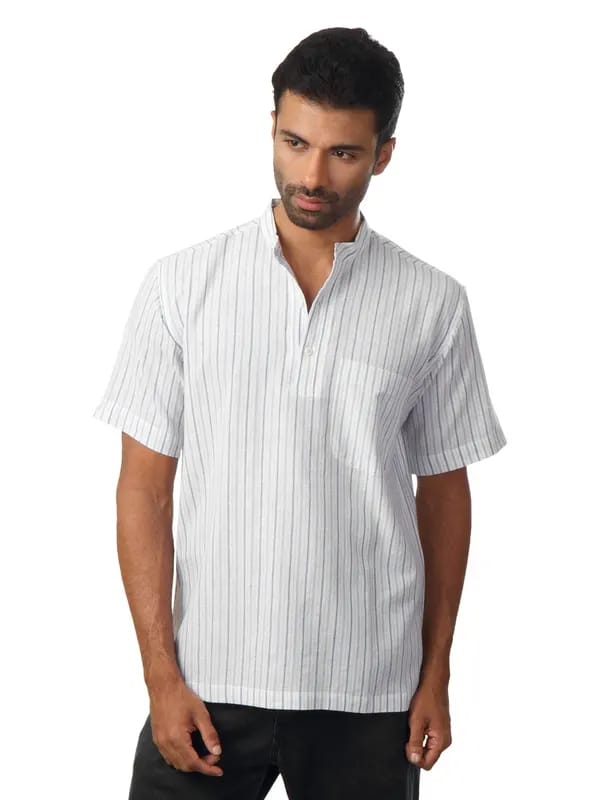 Fabindia Men Striped White Kurta