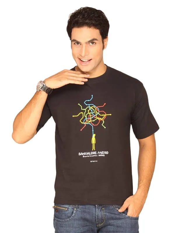 Tantra Men's Bangalore Metro Black T-shirt