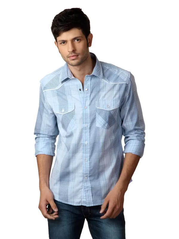 John Players Men Blue Shirt