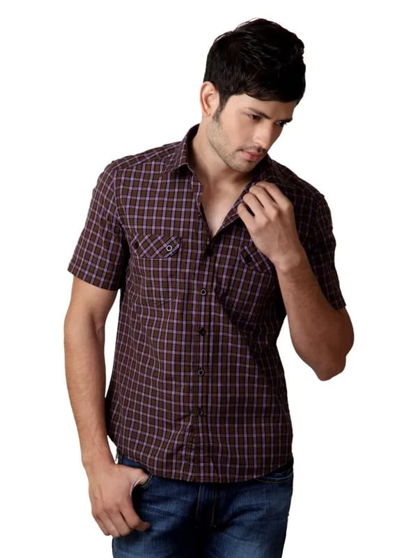 John Players Men Brown Shirt