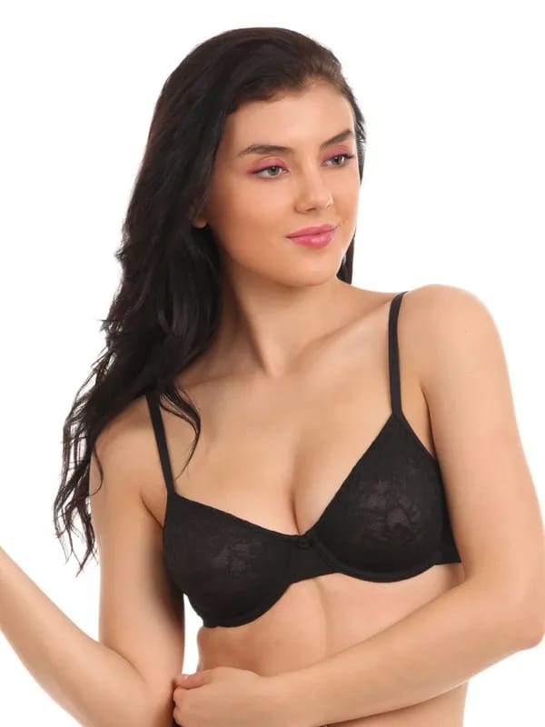 Amante Black Full-Coverage Lace Bra BCFR02