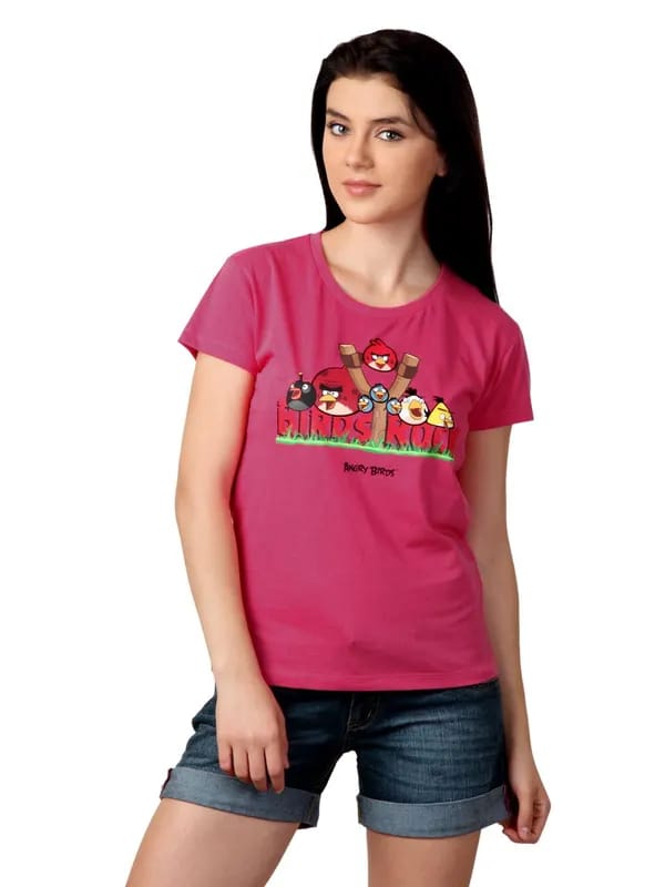 Angry Birds Women Pink T-shirt