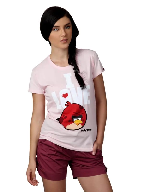 Angry Birds Women Pink T-shirt