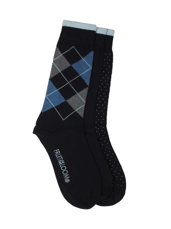 Fruit of the Loom Men Navy Blue Pack of Three Socks