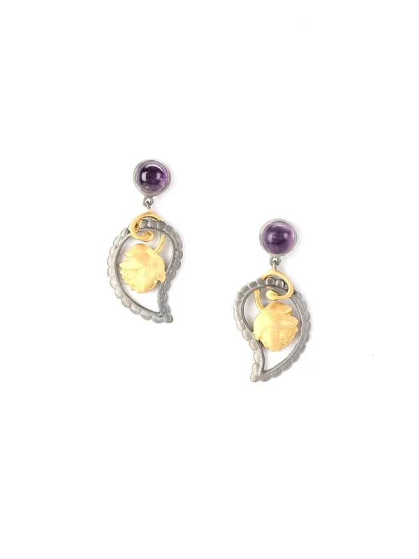 Rreverie Golden & Purple Earrings