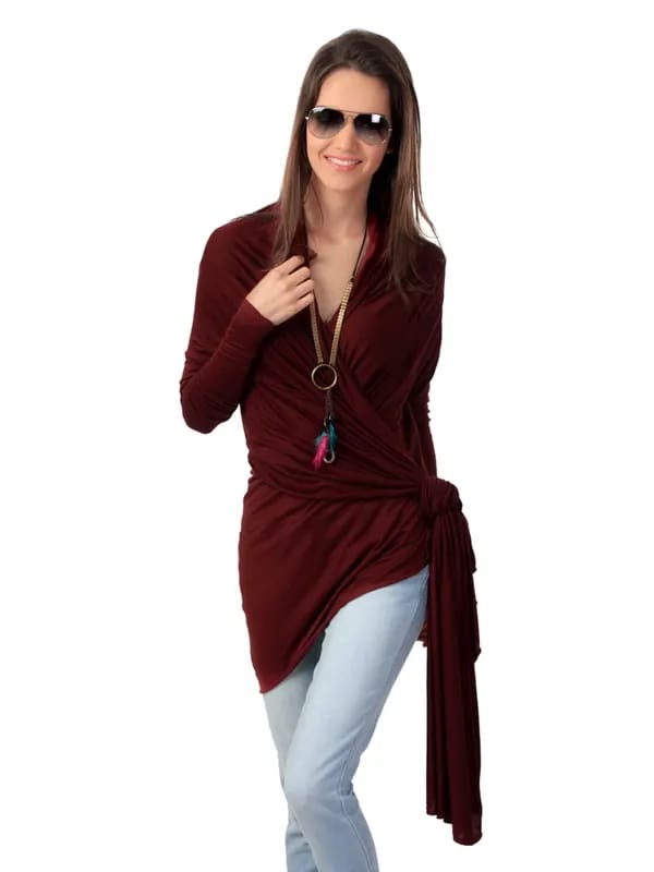 Latin Quarters Women Maroon Shrug