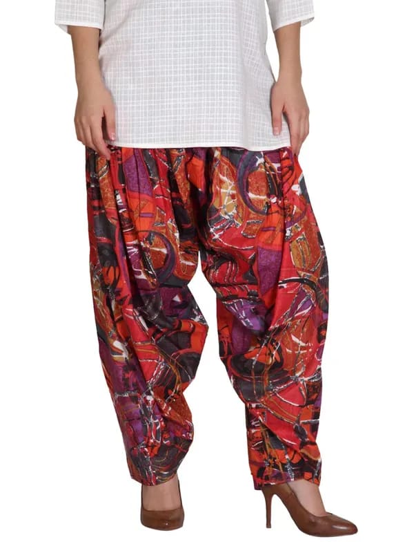 Shree Women Red Printed Patiala