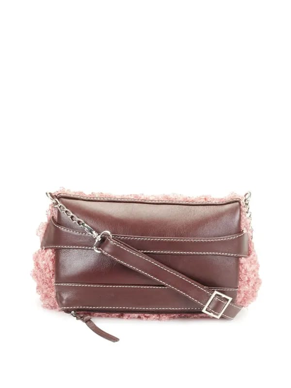 Ivory Tag Pink Furry Foldover Crossbody Bag