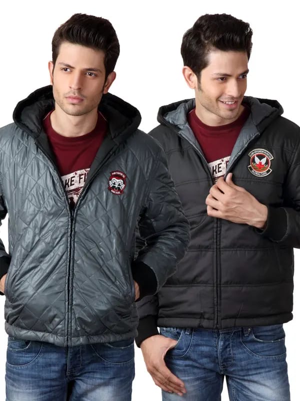 Just Natural Men Black & Grey Reversible Jacket