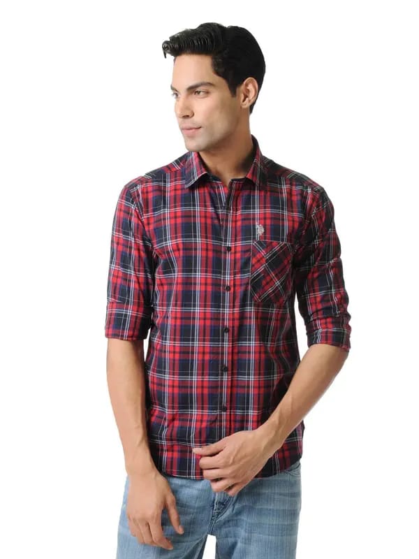 U.S. Polo Assn. Denim Co. Men Red & Navy Blue Shirt
