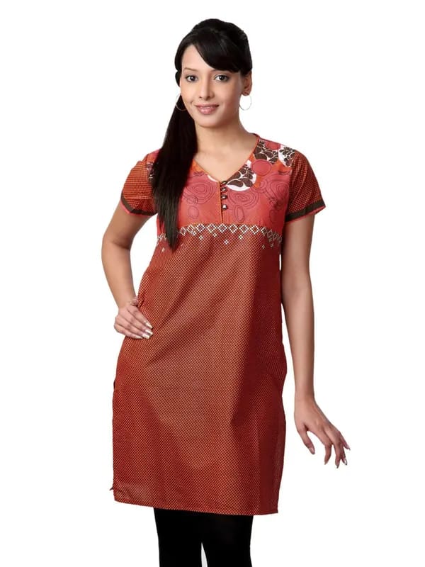 Vishudh Women Orange Printed Kurta