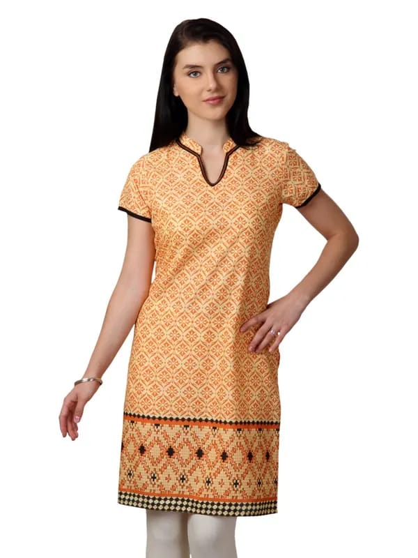 Vishudh Women Orange Printed Kurta