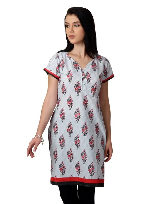 Vishudh Women Grey Printed Kurta