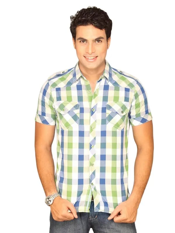 Locomotive Men Green Checked Shirt