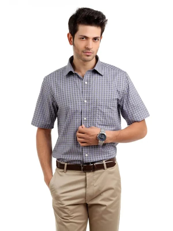 Arrow Men Grey Check Slim Fit Shirt