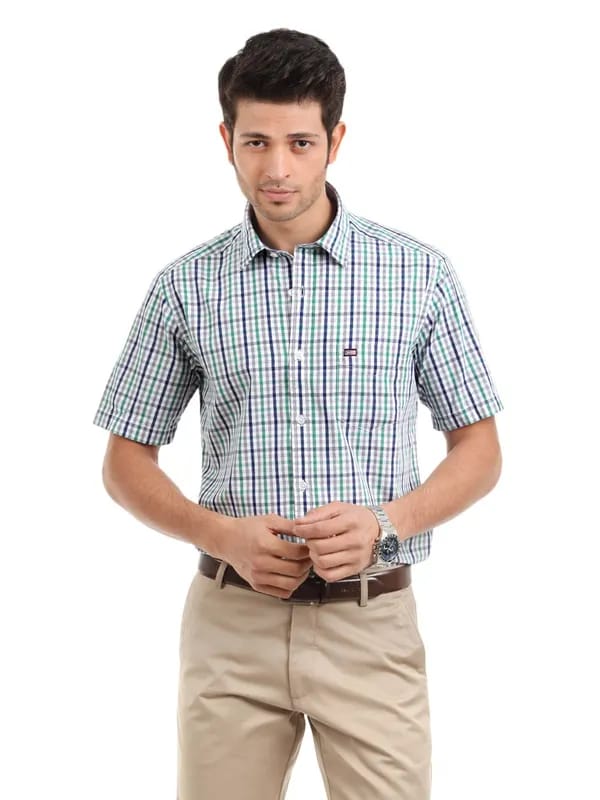 Arrow Sport Men White Check Slim Fit Shirt