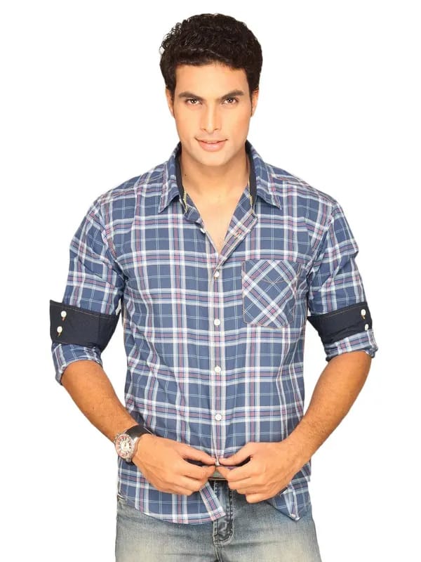 Highlander Men Blue Check Shirt
