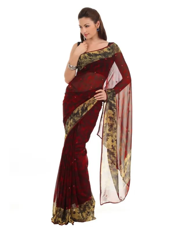 FNF Red & Black Evening Wear Sari