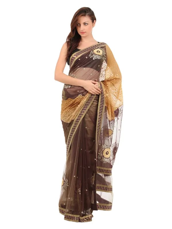 FNF Purple & Gold Collection For Wedding Sari