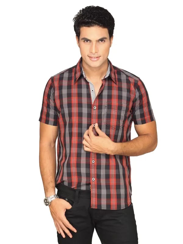 Highlander Men Black Checked Shirt
