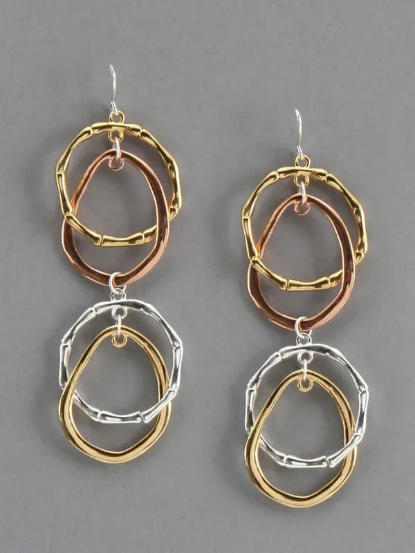 Estelle Women Gold, Silver and Copper Toned Earrings