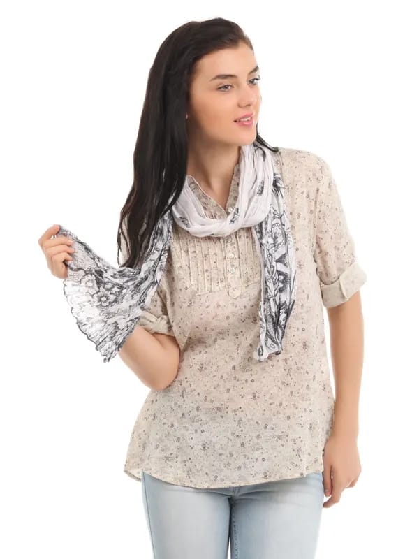 Femella Women White Printed Scarf