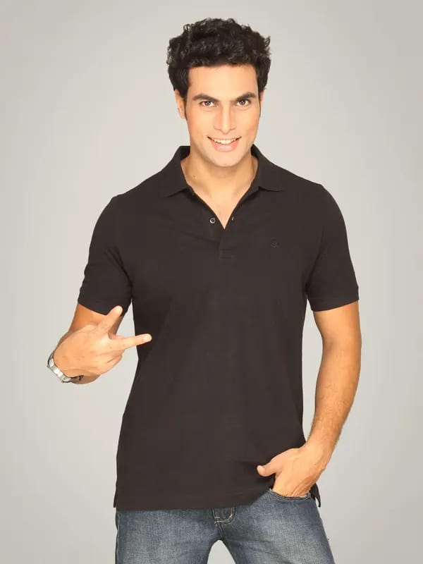 UCB Men's Polo Neck Black T-shirt